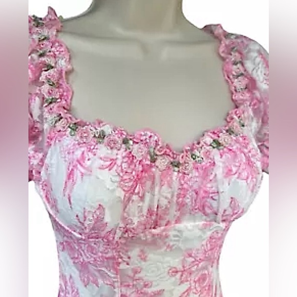 Size XSmall ……….Sweet Form Fitting Pink Lace Mini Dress.  New…..Sugar Thrillz - Picture 4 of 10